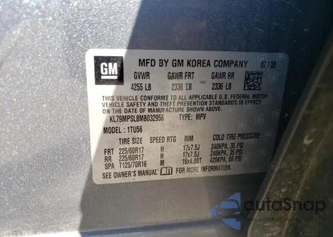 2021 Chevrolet Trailblazer Lt z USA, uszkodzony, nr VIN KL79MPSL8MB032956